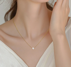 14k Yellow Gold Solitaire Heart Shaped Lab-Grown Diamond Necklace