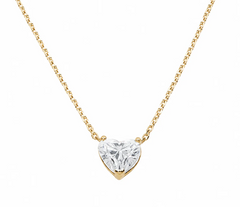 14k Yellow Gold Solitaire Heart Shaped Lab-Grown Diamond Necklace