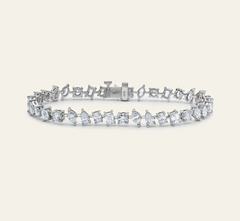 14k White Gold Multi Shape Lab-Grown Diamond Tennis Bracelet