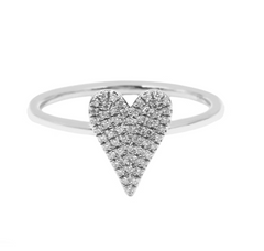 14k White Gold Pave Diamond Heart Ring