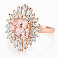 18k Rose Gold Morganite Diamond Ring