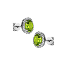!4k White Gold Peridot and Diamond Studs
