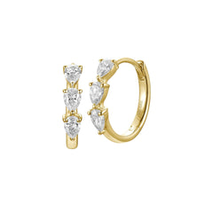 14k Yellow Gold Diamond Huggies