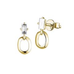 14k Yellow Gold Studs with Emerald Cut Diamonds