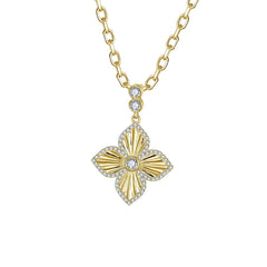 14k Yellow Gold Clover Pendant with Diamonds