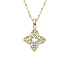 14k Yellow Gold Clover Pendant with Diamonds