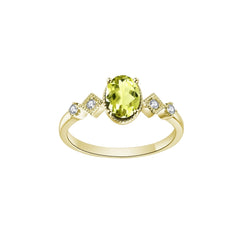 14k Yellow Gold Peridot and Diamond Ring