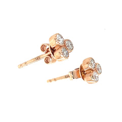 14k Rose Gold Three Flower Shaped Diamond Studs