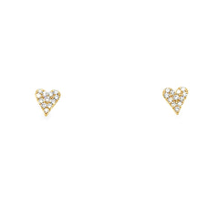 14k Yellow Diamond Small Heart Studs