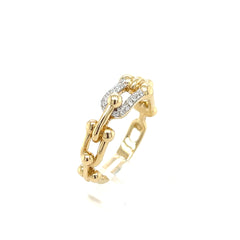 14k Yellow Gold Hardware Fashion Diamond Ring Size 7