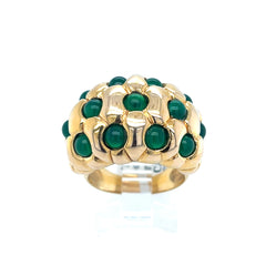 18k Yellow Gold Dome Cabusion Emerald Ring Size 8