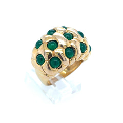 18k Yellow Gold Dome Cabusion Emerald Ring Size 8