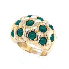 18k Yellow Gold Dome Cabusion Emerald Ring Size 8